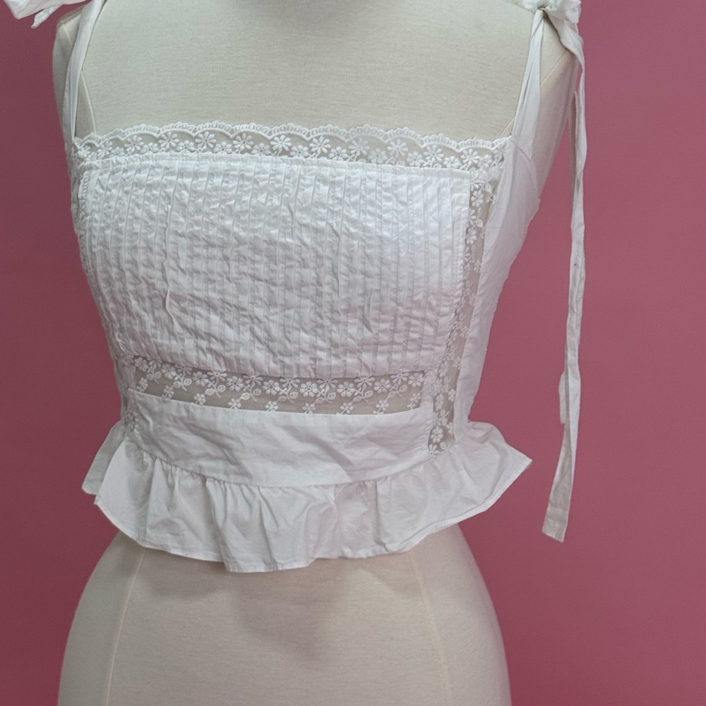 Princess Polly White Lace Trim Top